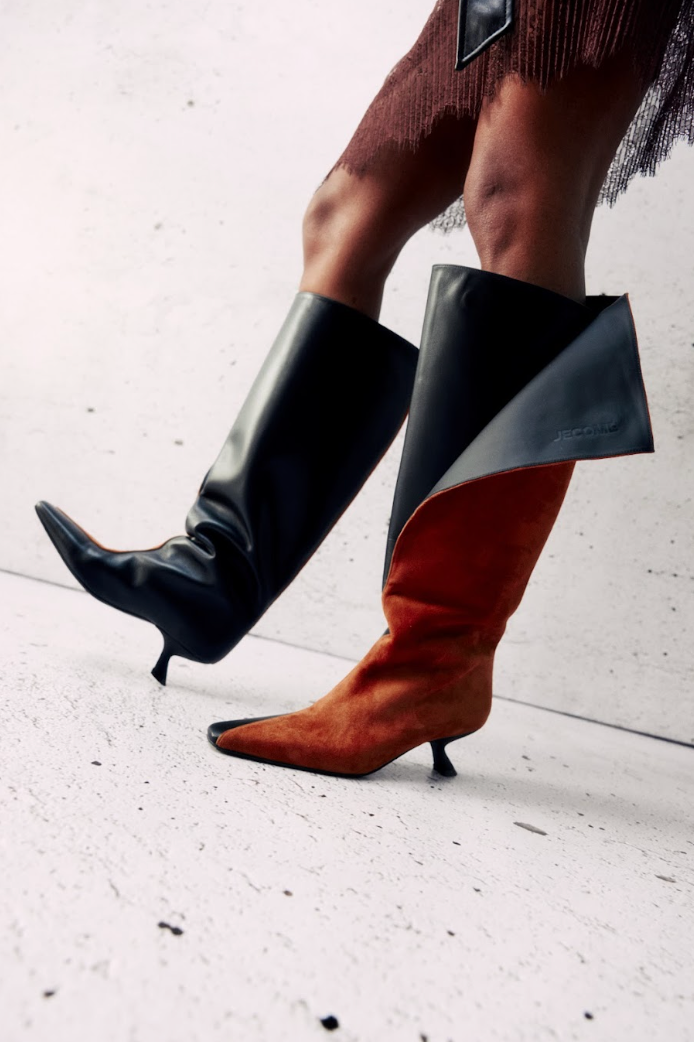 Alter boots in black with ginger velour